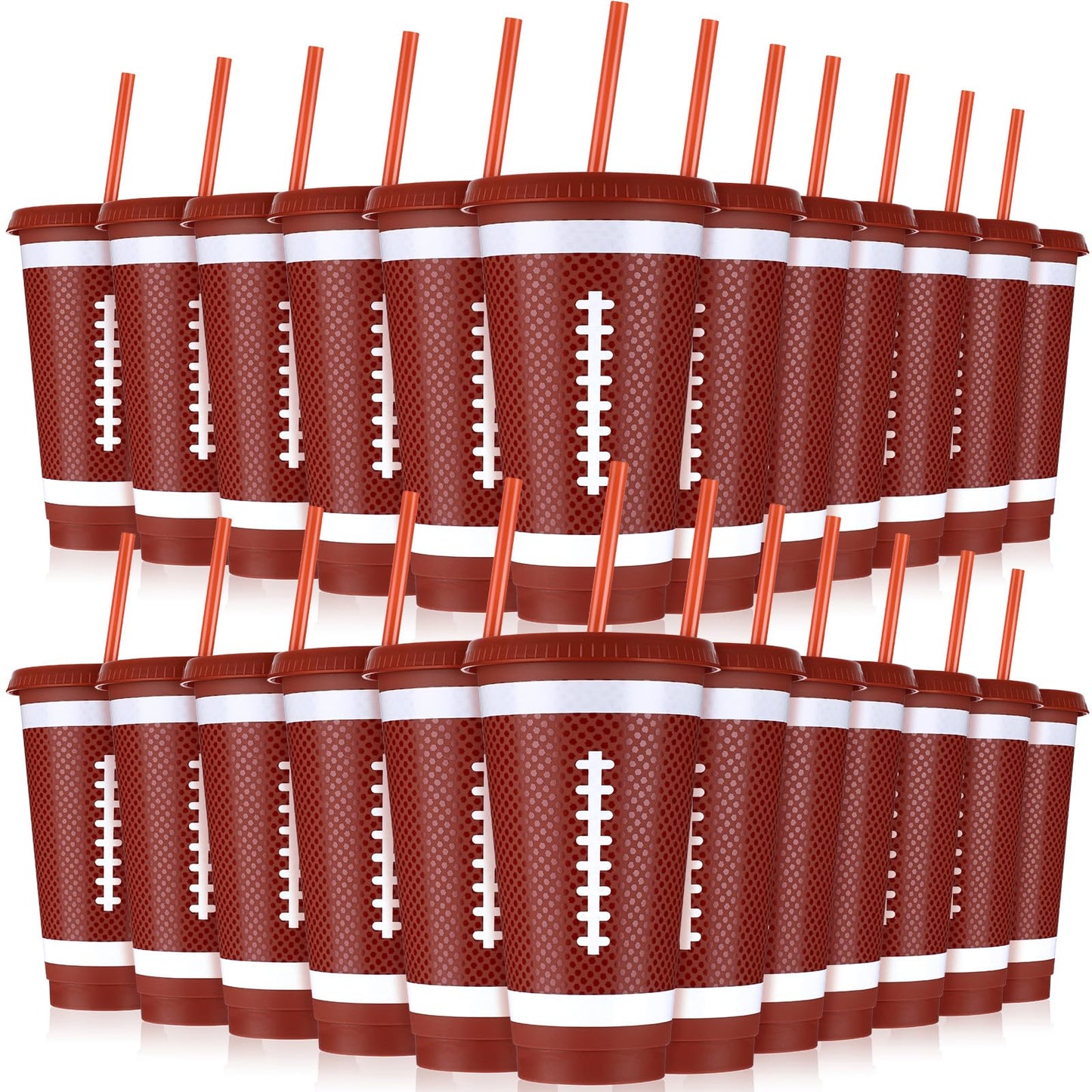 12-Pack Football Cups with Straw & Lid | 24 oz