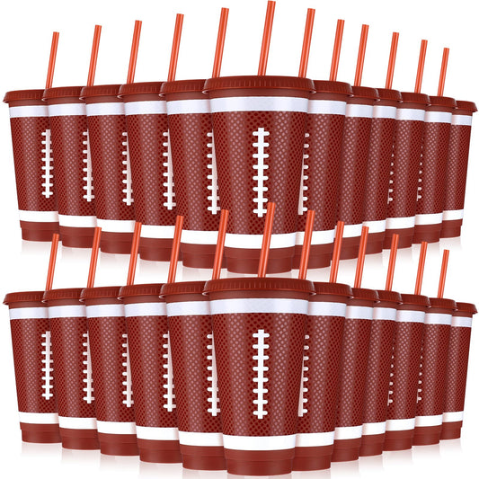 12-Pack Football Cups with Straw & Lid | 24 oz