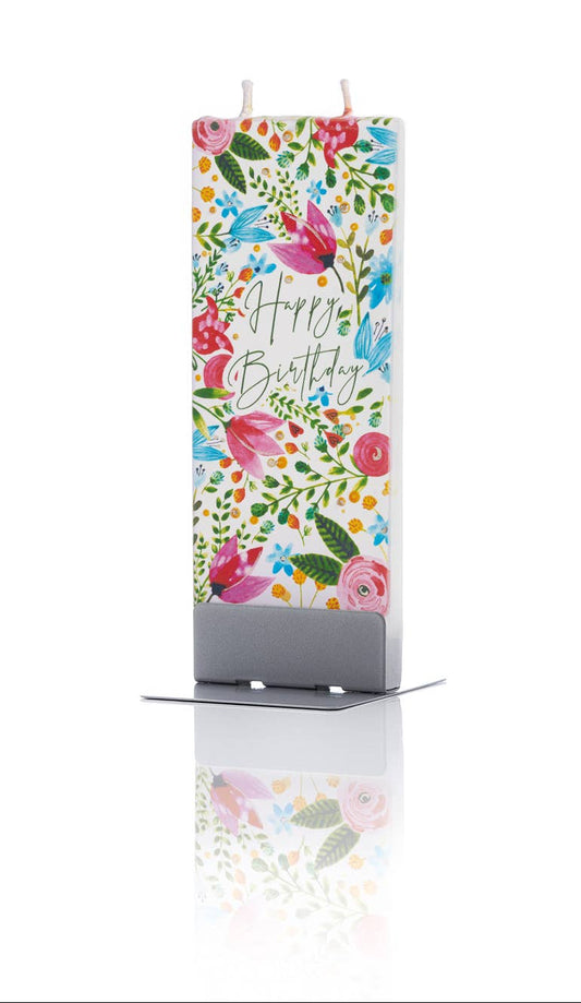 Flatyz Happy Birthday Watercolor Florals Candle