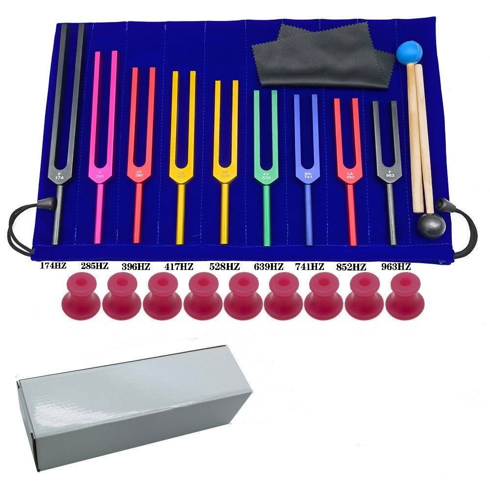 Solfeggio Tuning Fork Set, 9-Color Aluminum Alloy