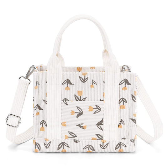 Corduroy Crossbody Tote Bag