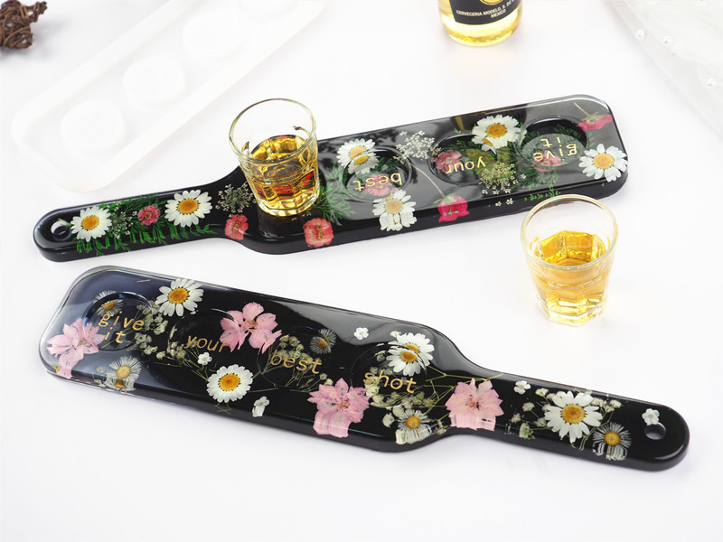 Resin Wine Shaped Shot Glass Serving Tray