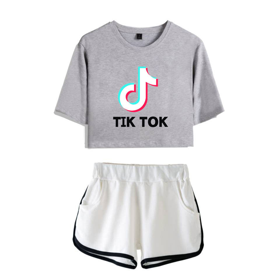 TikTok Oversized Cropped Short Sleeve Set