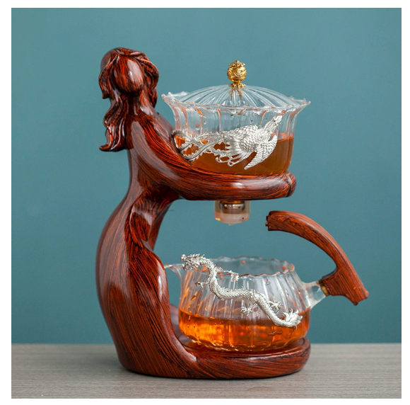 Semi-Automatic Glass Kung Fu Tea Set with Infuser
