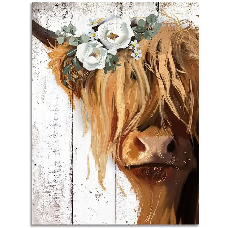 Frameless Fun Cow Canvas for Country Farmhouse Decor