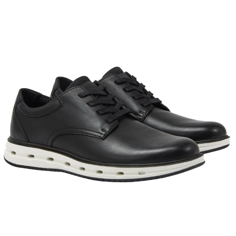 Lands' End Men's Lace-Up Sport Oxford Shoes – Size 9.5, Black Faux Leather