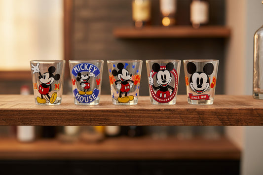 Disney Vintage Mickey Mouse 2 oz Mini Shot Glass - Set of 6