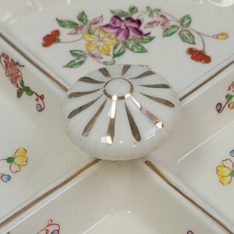 Floral Hand Painted Divided Plate Dish