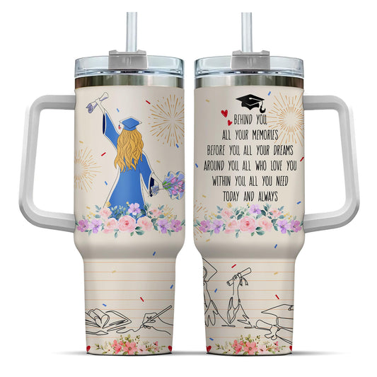 Graduation Tumbler with Handle Lid and Straw 40 Oz