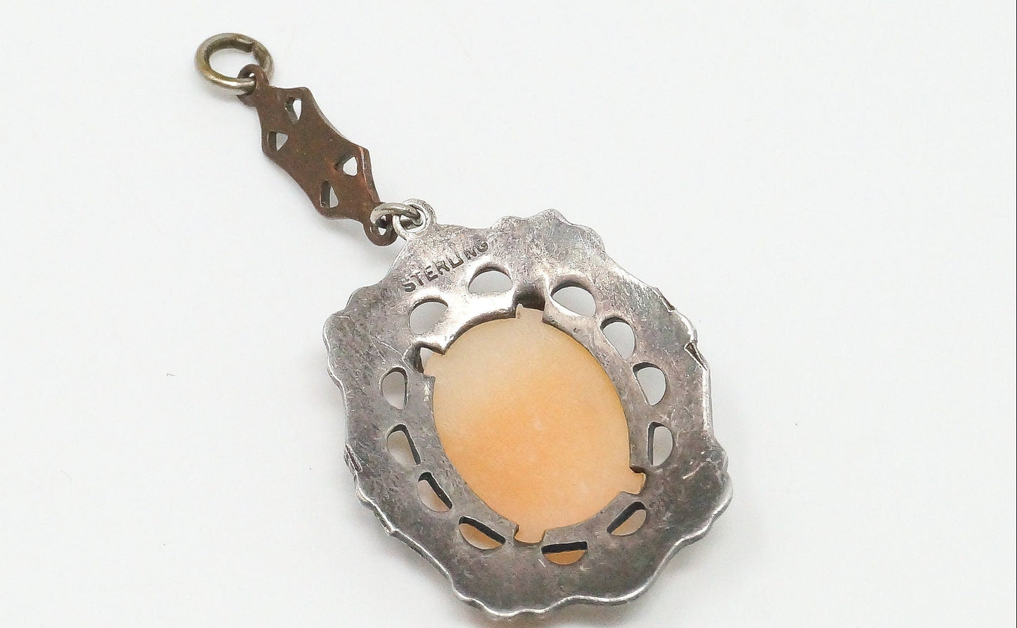 Cameo Shell Enamel Sterling Silver Pendant