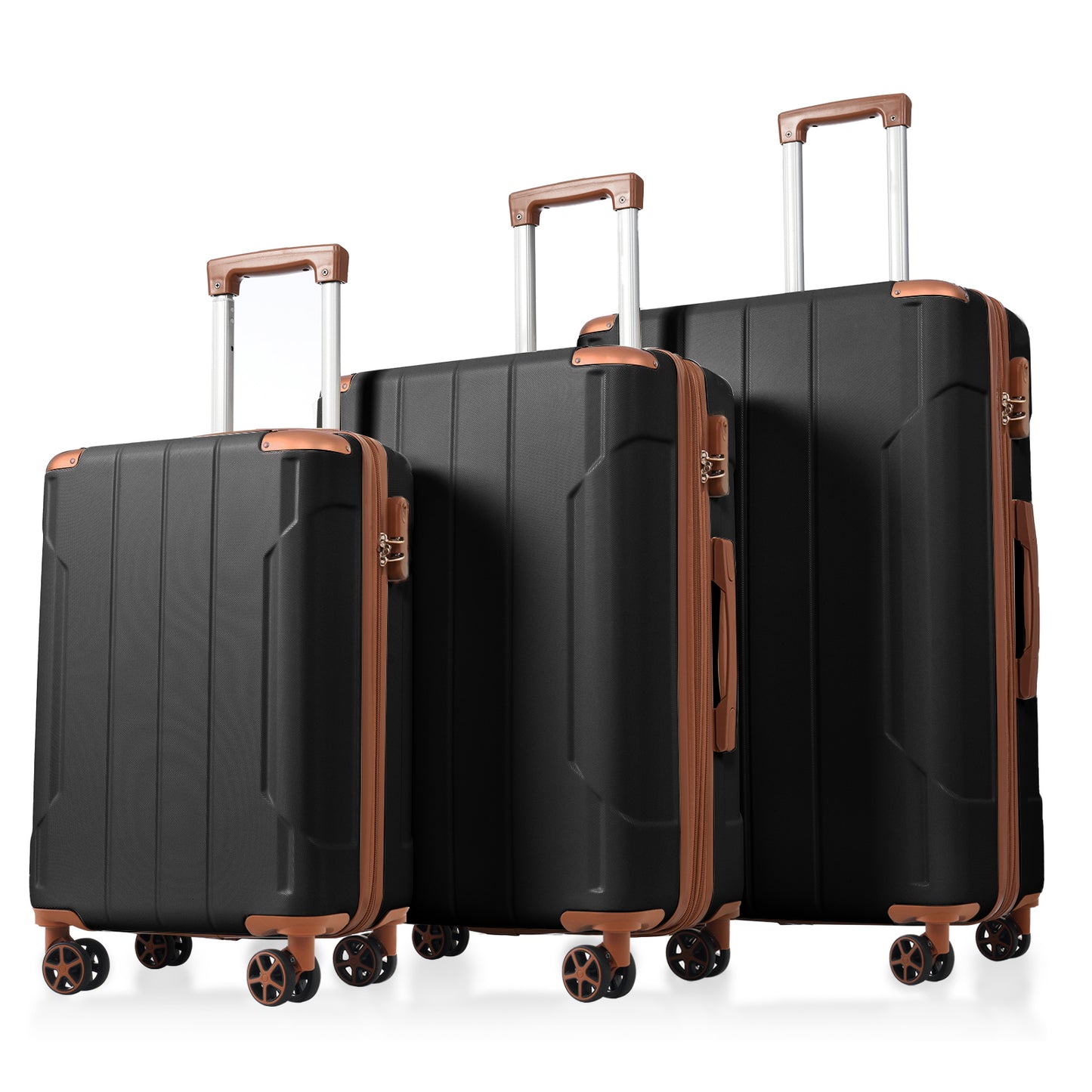 3 Piece Hard Shell ABS Luggage Sets with Double Spinner Wheels