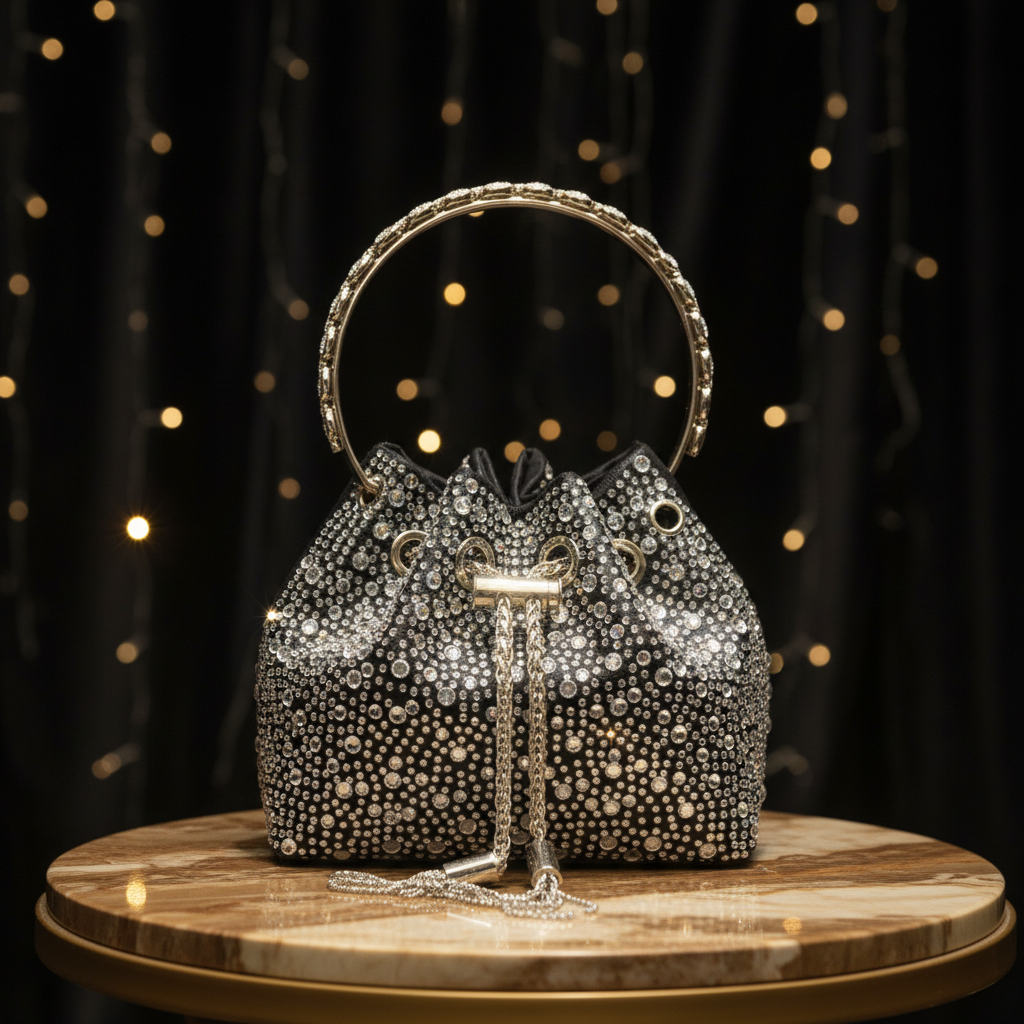 Rhinestone Chain Crossbody Tote Bag