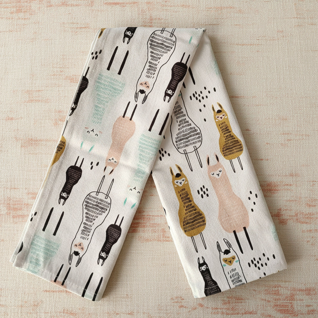 Alpaca Kitchen Tea Towel, Oven Mitt + Pot Holder, Grocery Tote Bag