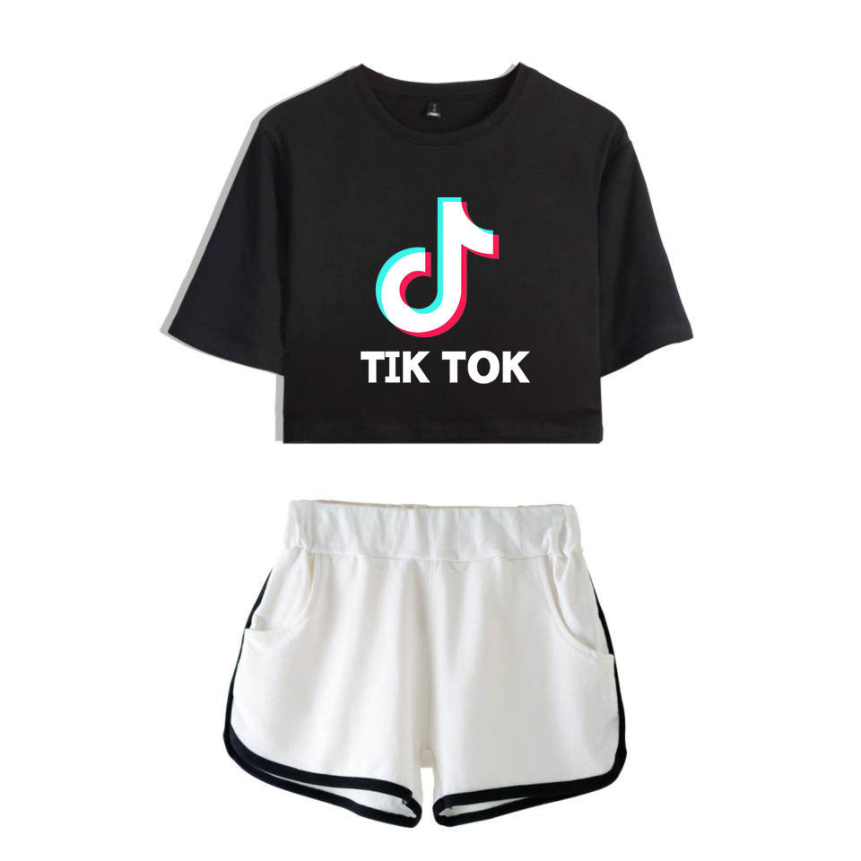 TikTok Oversized Cropped Short Sleeve Set