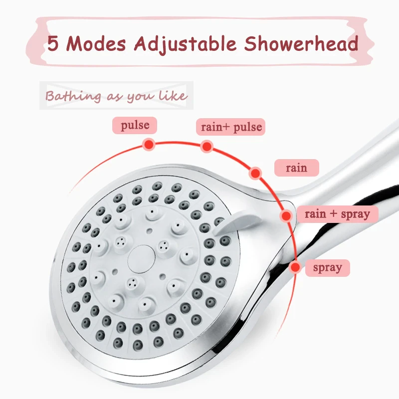 High Pressure 5 Settings Handheld Shower Heads