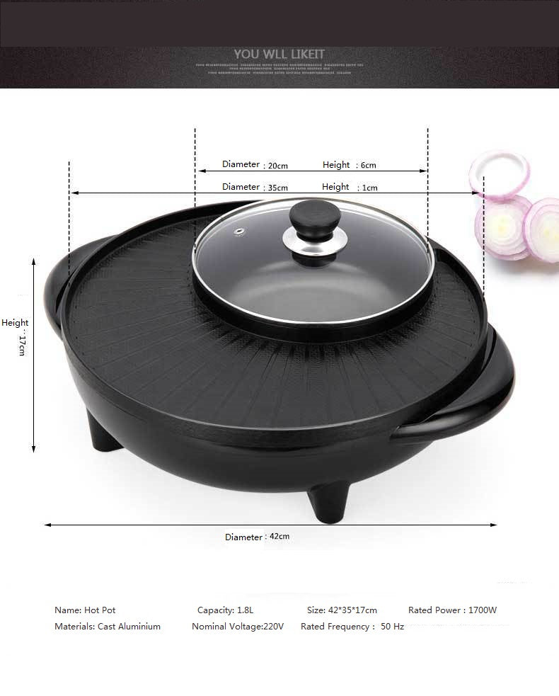 Multifunctional Electric Hot Pot and Grill Pan