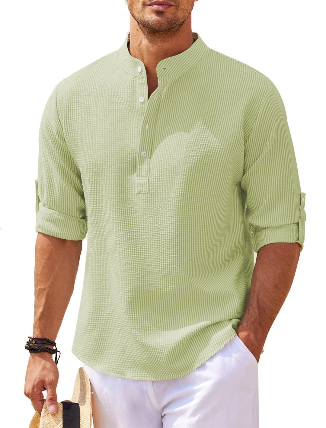 Men's Stand Collar Button Shirt