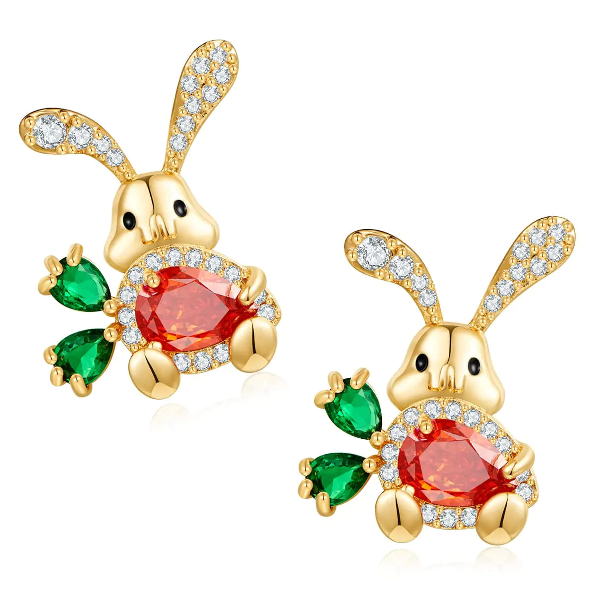Easter Rabbit Holding Carrot Stud Earrings