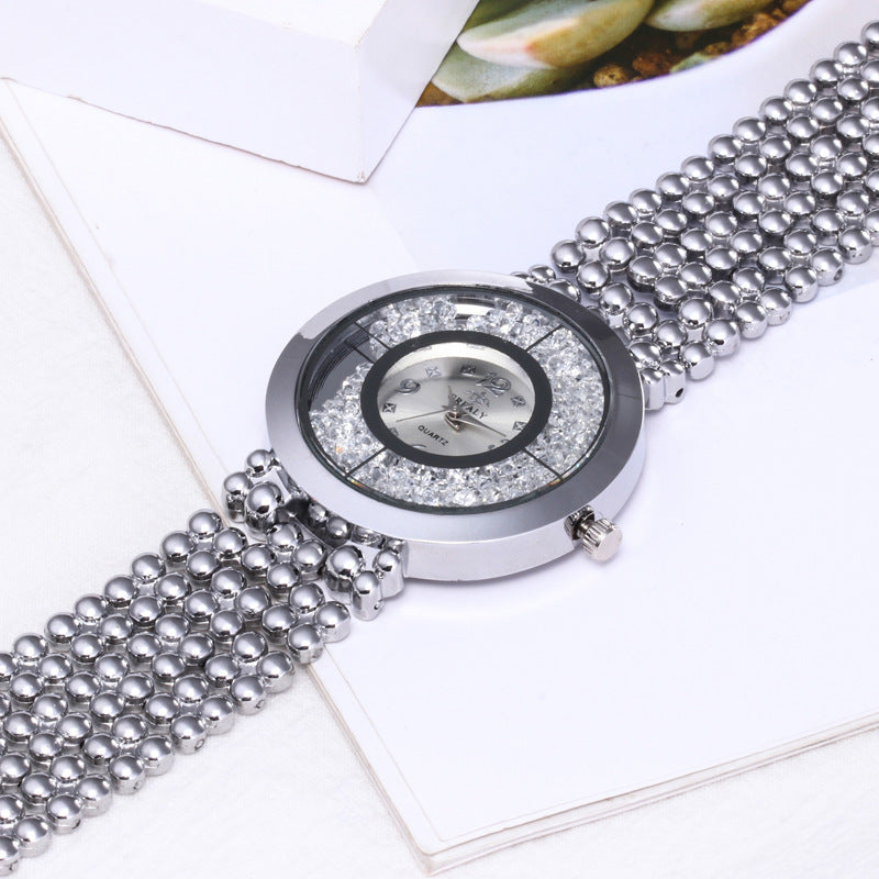 Rhinestone Liquid Sand Alloy Watch