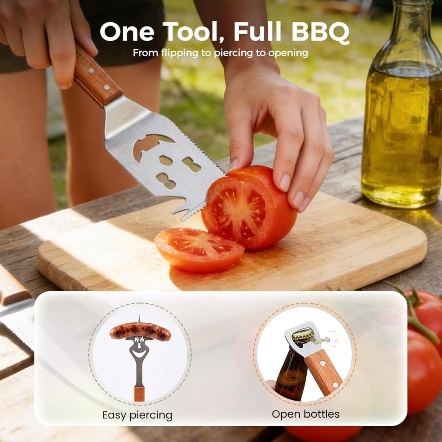 5-in-1 Stainless Steel BBQ Tool with Fork and Knife