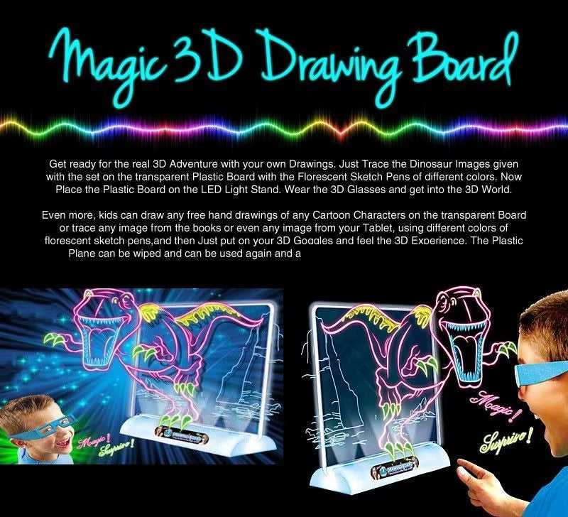Magic 3D Flash Drawing Board - Multifunctional Color Toy
