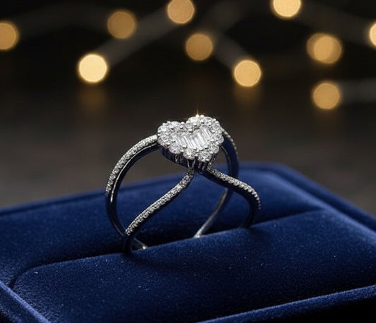 Classic Heart-Shaped Zirconia Inlaid Ring