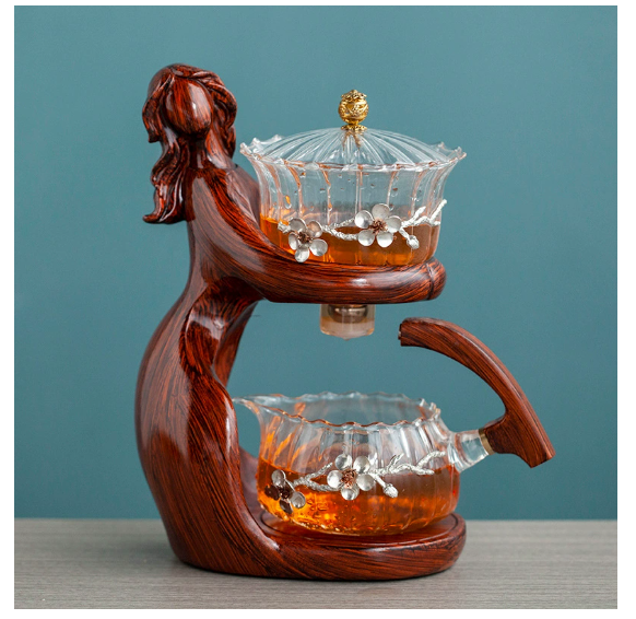Semi-Automatic Glass Kung Fu Tea Set with Infuser