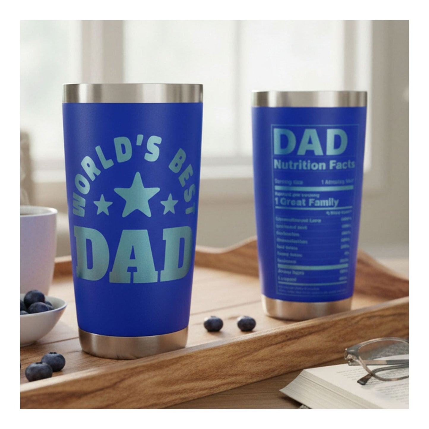 Personalized Best Dad Ever Nutrition Facts Tumbler 20oz Stainless Steel Father's Day Gift