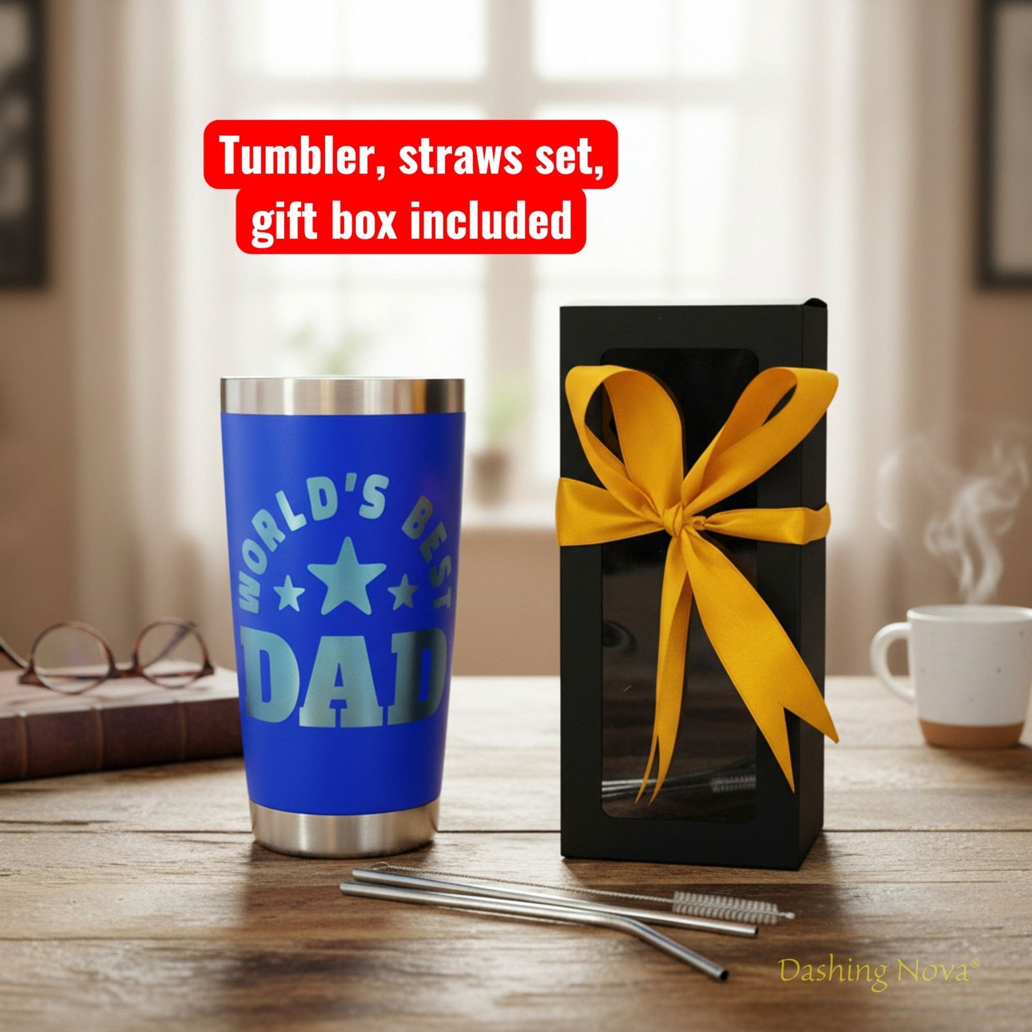Personalized Best Dad Ever Nutrition Facts Tumbler 20oz Stainless Steel Father's Day Gift