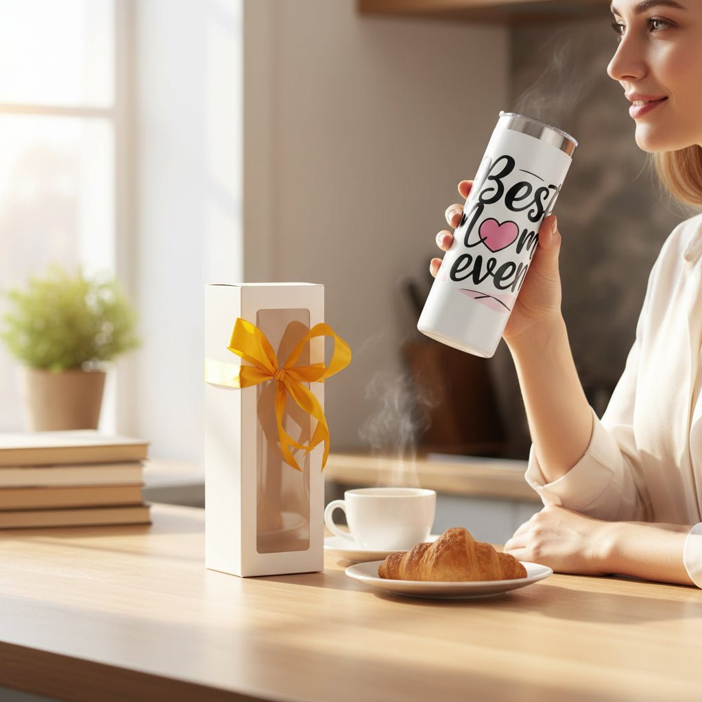 Best Mom Ever White Skinny Tumbler - Gift for Mom Birthday Mothers Day