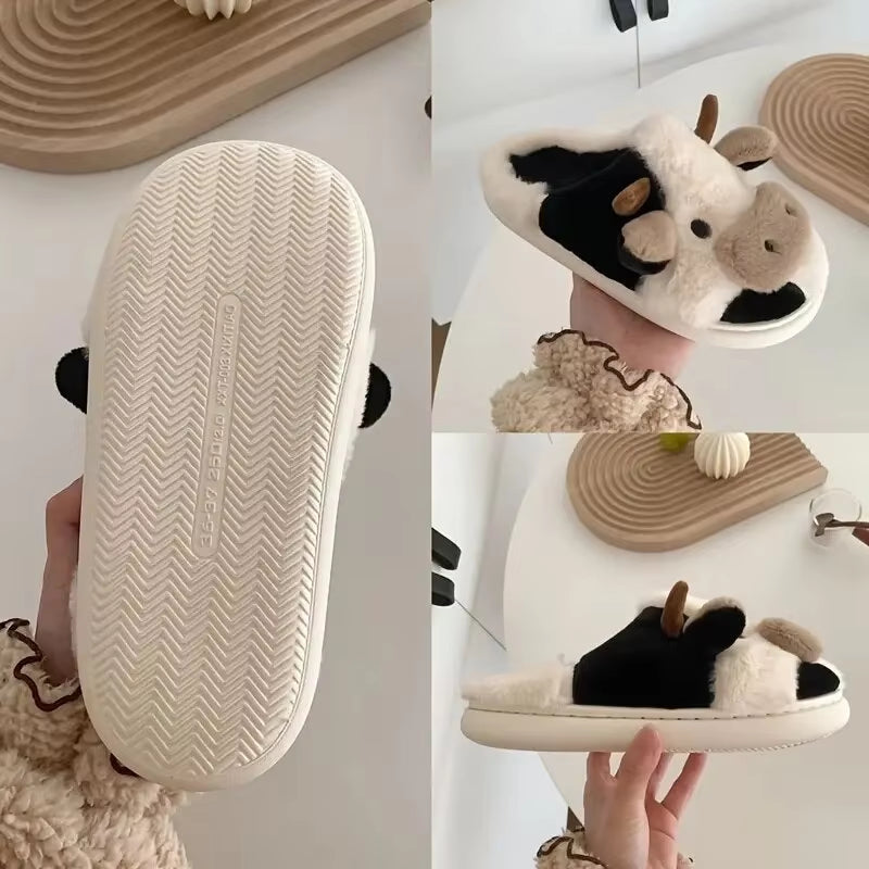 Cartoon Cute Cow House Slippers
