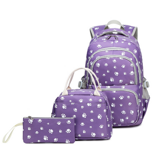Paw Print Design Backpack Set