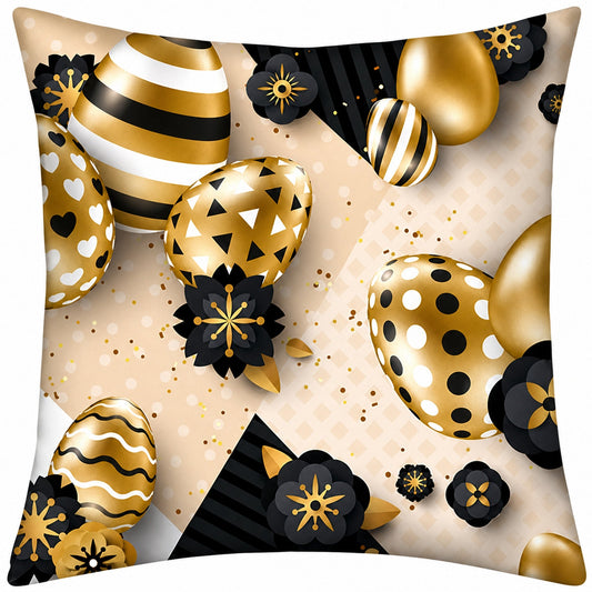 Gold Eggs Easter Throw Cushion Pillow Cover