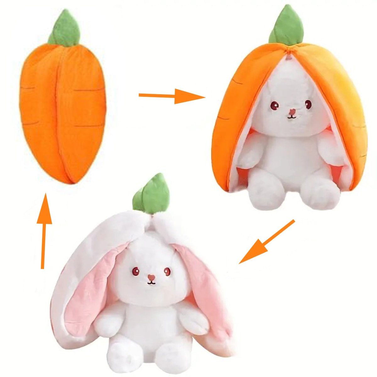 Reversible Strawberry Bunny Plush Toy Soft Polyester Kids Easter Basket Stuffer Gift Birthday Surprise for Girls and Boys