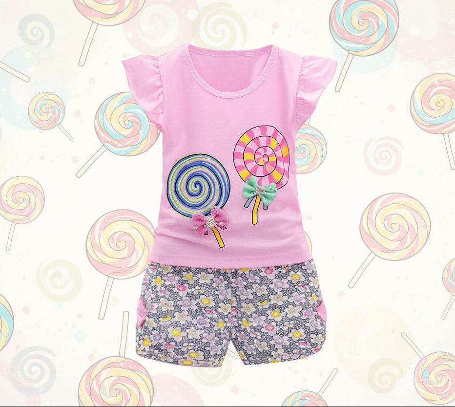 Lollipop Floral T-Shirt & Shorts Set 3T-4T