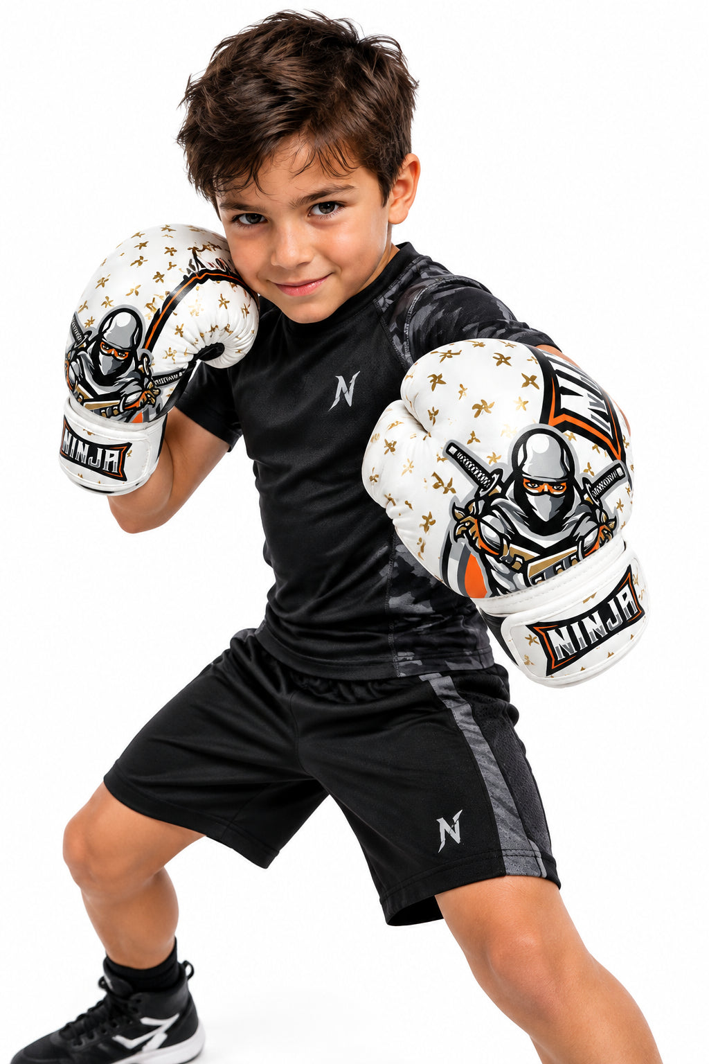 Kids Boxing Gloves for with Hand Wraps (White)