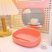 Compact Desktop Mirror with Jewelry Storage Box