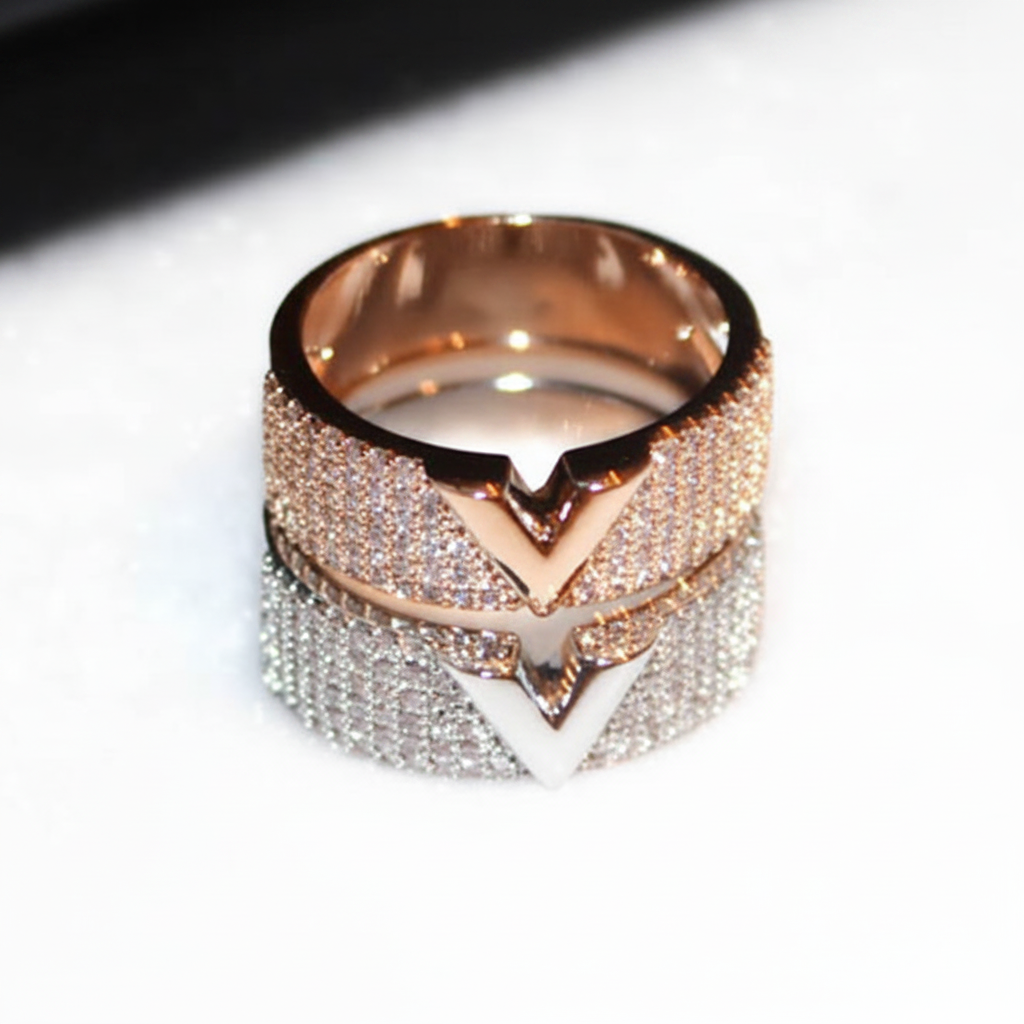 Rhinestone Letter Ring and Band