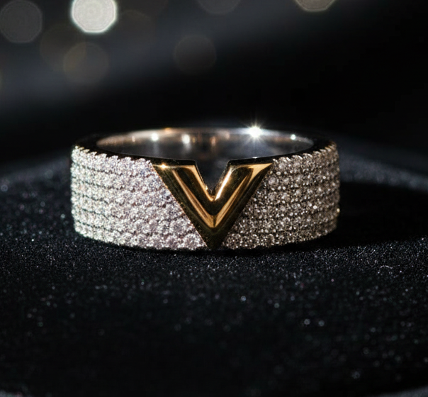 Rhinestone Letter Ring and Band