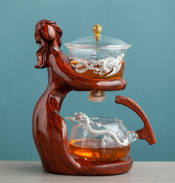 Semi-Automatic Glass Kung Fu Tea Set with Infuser