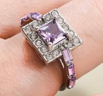 Square Diamond-Encrusted Ring