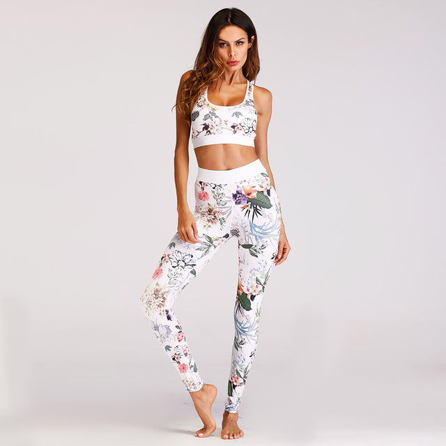 Floral Print Yoga Set - Bra & Leggings Outfit
