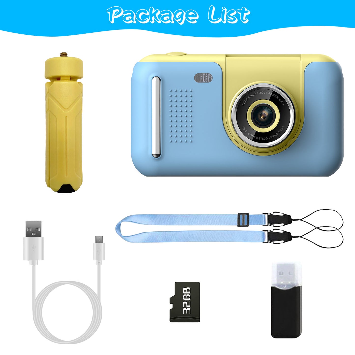 Kids Digital Camera with Flip Lens and Tripod