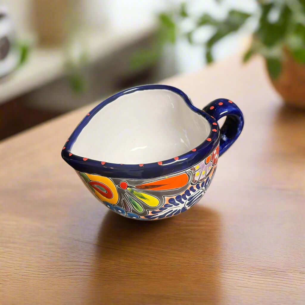 Colorful Talavera Heart Mug | Handmade Mexican Pottery Cup