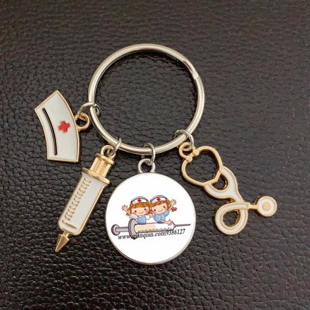 Silver Plated Medical Keychain