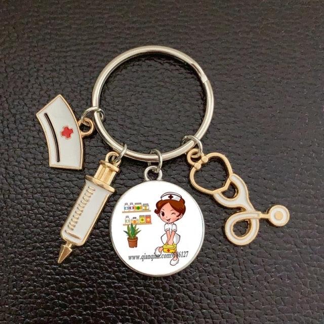 Silver Plated Medical Keychain