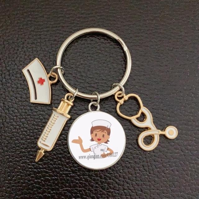 Silver Plated Medical Keychain