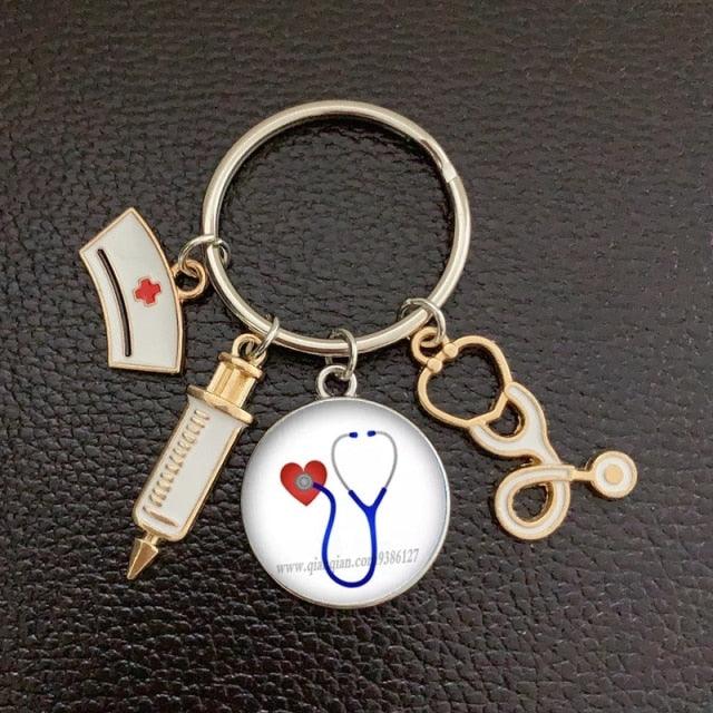 Silver Plated Medical Keychain