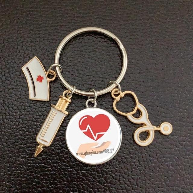 Silver Plated Medical Keychain