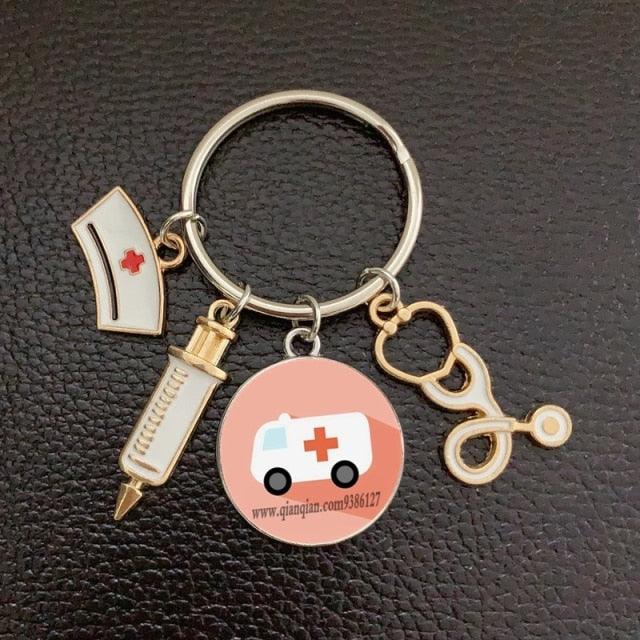 Silver Plated Medical Keychain